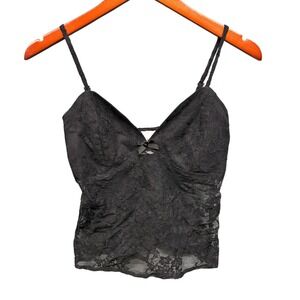 Artless Forever Lace Silk Charmeuse Camisole Tank Women's Small Black